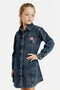 100% Cotton Patched Embroidered Blue Jean Dress for Girls G6931A826Sp - 3