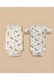 - 2-Piece Baby Bodysuit Set |   Moon & Star Motif |   Zero Sleeve & Short Sleeve