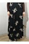 Elastic Waist Lined Three Layers Exquisitely Embroidered Crepe Fabric Chiffon Skirt - 5