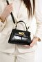 Women's Stylish Hand and Shoulder Bag with Gold Accessories and Adjustable Long Strap Bag - 5