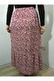 Elastic Waist, Ruffled, Button Detailed, Crispy Floral Viscose Push-Up Skirt - 6