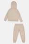 Toddlers Boy 2 Pieces Brand Logo Hoodie And Jogger, Beige - 2