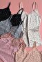 Velmira Lace Printed |   6-Pack of Cotton V-Neck Lace Pack of Thin String Straps Basic Comfortable Daily Underwear Undershirts - 2