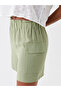 Two Mt Shop Quality Lcw Vision Green Standard Fit Plain Linen Blend Women's Shorts - 3