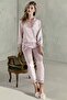 Women's V Lace Collar, Buttoned, Long Sleeve Satin Pajama Set