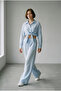 Women's Thin Strawberry Fabric Shirt and Pants Two-Piece Set - Blue - 2