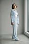 Women's Thin Strawberry Fabric Shirt and Pants Two-Piece Set - Blue