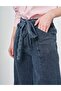 Washable Denim Pants with Belt Detail Blue - 6