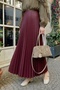 Hidden Elastic Pleated Burgundy Skirt