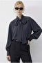 Women's Anthracite Collar Tie Detailed Blouse 8101 60286018