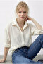 Women's Cream Self-Textured Patterned Cotton Shirt 8114 60286033 - 4
