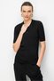 Women's Polo Neck Hair Braided Fine Knit Blouse Black - 3