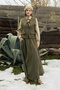 Velvet Skirt Suit Khaki