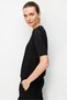 Women's V-Neck Lace-Like Knit Short Sleeve Fine Knit Blouse Black - 2