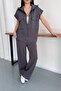 Women's Tracksuit with Zipper Vest Set Wide Leg Pants Oversized Comfortable Two-Piece Set - 3