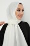 Luda Chain Pattern Cotton Piece Jacquard Shawl - White - 4