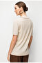 Women's Polo Collar Lace-Like Knit Fine Knit Blouse Beige - 4