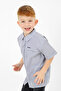 Boy's Gray Striped Cotton Pack Short Sleeve Shirts - 4