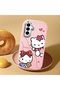 Samsung Galaxy A17 Compatible Camera Protected Pink Soft Silicone Phone Case Hello Kitty Patterned - 2
