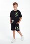 X White Print Detailed Round Neck Summer Boys' Top and Bottom Set