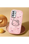 Samsung Galaxy A32 Compatible Hello Kitty Patterned Camera Protected Pink Soft Silicone Phone Case - 3