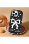 iPhone 12 Pro Compatible Camera Protected Black Soft Silicone Phone Case Bowknot Patterned - 2