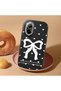 Realme 12 Lite Compatible Case Camera Protective Black Bow Patterned Silicone Lover Couple Phone Case - 2