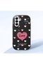 Samsung Galaxy A17 Compatible Camera Protected Black Soft Silicone Phone Case Heart Patterned