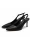 Women's 8cm Heeled Genuine Leather Pointed Toe Strapped Stylish Classic Shoes