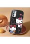 Samsung Galaxy F23 Compatible Camera Protected Black Soft Silicone Phone Case with Hello Kitty Pattern - 2