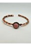 Pink Natural Stone Copper Bracelet Handmade Braided Model Unisex Copper Bracelet - 4