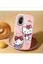 Realme 12 Lite Compatible Case Camera Protective Pink Kitty Patterned Silicone Couple Phone Case - 2
