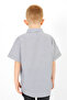 Boy's Gray Striped Cotton Pack Short Sleeve Shirts - 3