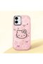 iPhone 16 Plus Compatible Hello Kitty Patterned Camera Protected Pink Soft Silicone Phone Case