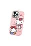 iPhone 12 Pro Compatible Camera Protected Pink Soft Silicone Phone Case Hello Kitty Patterned - 3