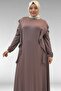 62003 Plus Size Off-The-Shoulder Ruffle Detail Combed Cotton Dress - Mink - 2