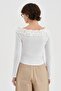 Women's Off-The-Shoulder Fluffy Detailed Long Sleeve Design Blouse - 4