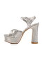 Silver Gray Platform High Heel Women's Heeled Shoes - 2