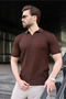 Brown Slim Fit Polo Neck Knitwear Men's T-Shirt E7472 - 2