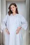 New Season Blue Maternity Stylish Eyelet Embroidery Linen Summer 100% Cotton Short Sleeve Dressing Gown Nightgown Set of 2 - 5