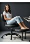 Ergonomic Cross Legged Office Chair with Wheels, Fabric Meditation Yoga Chair Adjustable Height