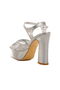 Silver Gray Platform High Heel Women's Heeled Shoes - 4
