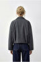 Women's Anthracite Oversize Belt Detailed Zippered Lined Bomber Jacket 2911 60286013 - 5