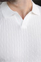White Slim Fit Polo Collar Knitwear Men's T-Shirt E7472 - 3