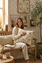 100% Cotton Piece Buldan Handmade Flower and Leaf Wreath D Patterned Embroidered P Tasseled K Cushion Cover 42X42 cm - 4