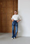 High Waist Cutout Straight-Leg Jeans Blue