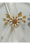 Set of 6 Gold Plated White Enamel Daisy Ring Napkin Rings with Leaves