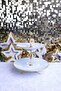 Gilded Layered Porcelain Presentation Holder Cookie Holder with Metal Legs - 2