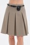Women's Pleated Leather Belt Detail Midi Length Design Skirt - 6