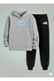 Unisex Boy-Girl Hooded Set Cute Bear Ba Printed Thread Sweatshirt Tracksuit Set